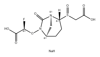 sodium (R)-2-(((1S,2R,5R)-2-((R)-(carboxylatomethyl)sulfinyl)-7-oxo-1,6-diazabicyclo[3.2.1]octan-6-yl)oxy)-2-fluoroacetate Structure