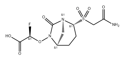 (R)-2-(((1S,2R,5R)-2-((2-amino-2-oxoethyl)sulfonyl)-7-oxo-1,6-diazabicyclo[3.2.1]octan-6-yl)oxy)-2-fluoroacetic acid Structure