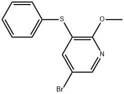 Pyridine, 5-bromo-2-methoxy-3-(phenylthio)- Structure