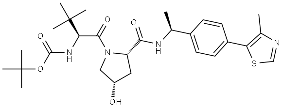 L-Prolinamide, N-[(1,1-dimethylethoxy)carbonyl]-3-methyl-L-valyl-4-hydroxy-N-[(1S)-1-[4-(4-methyl-5-thiazolyl)phenyl]ethyl]-, (4S)- Structure