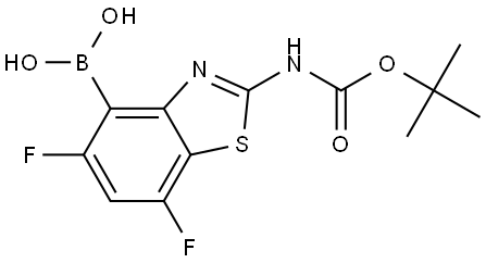 Carbamic acid, N-(4-borono-5,7-difluoro-2-benzothiazolyl)-, 1,1-dimethylethyl ester Structure