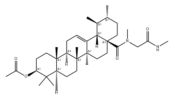 Urs-12-en-28-amide, 3-(acetyloxy)-N-methyl-N-[2-(methylamino)-2-oxoethyl]-, (3β)- Structure