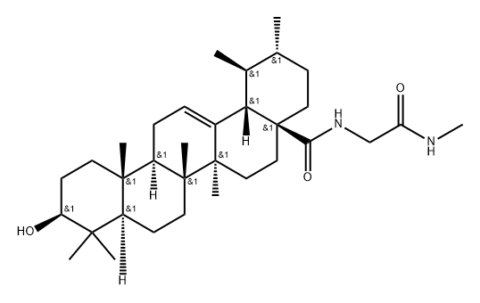 Urs-12-en-28-amide, 3-hydroxy-N-[2-(methylamino)-2-oxoethyl]-, (3β)- Structure