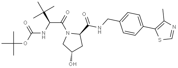 tert-butyl N-[(2S)-1-[(2R,4S)-4-hydroxy-2-({[4-(4-methyl-1,3-thiazol-5-yl)phenyl]methyl}carbamoyl)pyrrolidin-1-yl]-3,3-dimethyl-1-oxobutan-2-yl]carbamate Structure
