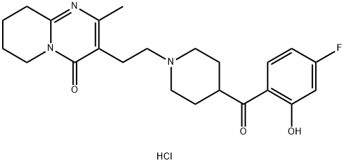 4H-Pyrido[1,2-a]pyrimidin-4-one, 3-[2-[4-(4-fluoro-2-hydroxybenzoyl)-1-piperidinyl]ethyl]-6,7,8,9-tetrahydro-2-methyl-, hydrochloride (1:1) Structure