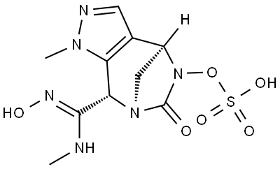 (4R,7R,8S)-8-((Z)-N'-hydroxy-N-methylcarbamimidoyl)-1-methyl-6-oxo-4,8-dihydro-1H-4,7-methanopyrazolo[3,4-e][1,3]diazepin-5(6H)-yl hydrogen sulfate Structure