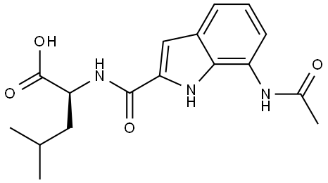 (S)-2-(7-Acetamido-1H-indole-2-carboxamido)-4-methylpentanoic acid Structure
