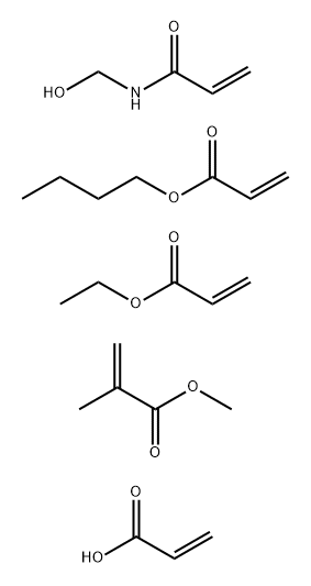 2-Propenoic acid, 2-methyl-, methyl ester, polymer with butyl 2-propenoate, ethyl 2-propenoate, N-(hydroxymethyl)-2-propenamide and 2-propenoic acid Structure