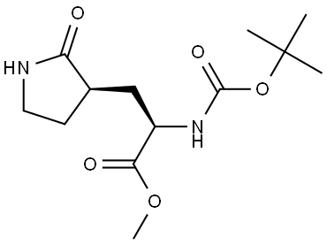 3-Pyrrolidinepropanoic acid, α-[[(1,1-dimethylethoxy)carbonyl]amino]-2-oxo-, methyl ester, (αR,3R)-rel- Structure