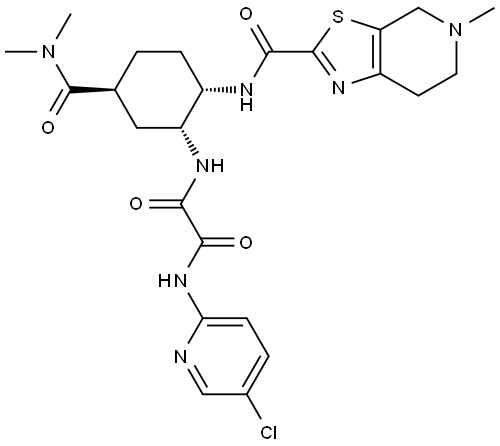 Ethanediamide, N1-(5-chloro-2-pyridinyl)-N2-[(1R,2S,5S)-5-[(dimethylamino)carbonyl]-2-[[(4,5,6,7-tetrahydro-5-methylthiazolo[5,4-c]pyridin-2-yl)carbonyl]amino]cyclohexyl]-, rel- Structure