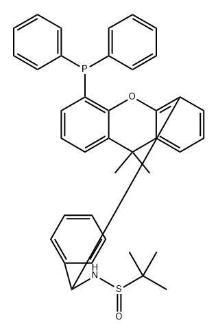 2-Propanesulfinamide, N-[(R)-[5-(diphenylphosphino)-9,9-dimethyl-9H-xanthen-4-yl]phenylmethyl]-2-methyl-, [S(R)]- Structure