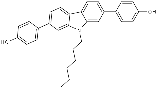 4,4'-(9-Hexyl-9H-carbazole-2,7-diyl)diphenol Structure