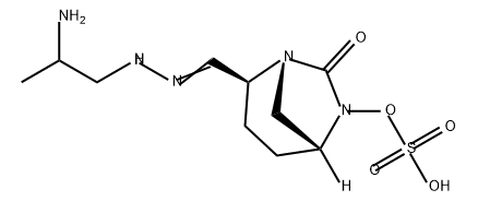 (2S,5R)-2-(N-(2-aminopropyl)carbamimidoyl)-7-oxo-1,6-diazabicyclo[3.2.1]octan-6-yl hydrogensulfate Structure