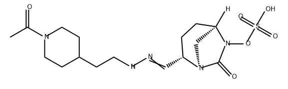 (2S,5R)-2-(N-(2-(1-acetylpiperidin-4-yl)ethyl)carbamimidoyl)-7-oxo-1,6-diazabicyclo[3.2.1]octan-6-yl hydrogensulfate Structure