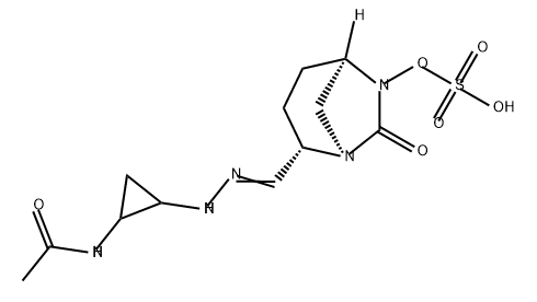(2S,5R)-2-(N-(2-acetamidocyclopropyl)carbamimidoyl)-7-oxo-1,6-diazabicyclo[3.2.1]octan-6-yl hydrogensulfate C12H19N5O6S 361.379 39945631 2763071-83-4 Structure