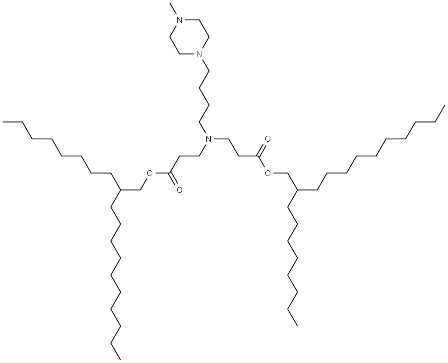 β-Alanine, N-[4-(4-methyl-1-piperazinyl)butyl]-N-[3-[(2-octyldodecyl)oxy]-3-oxopropyl]-, 2-octyldodecyl ester Structure