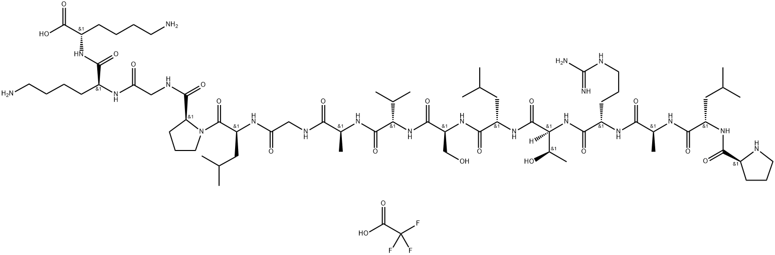 L-Lysine, L-prolyl-L-leucyl-L-alanyl-L-arginyl-L-threonyl-L-leucyl-L-seryl-L-valyl-L-alanylglycyl-L-leucyl-L-prolylglycyl-L-lysyl- trifluoroacetate Structure