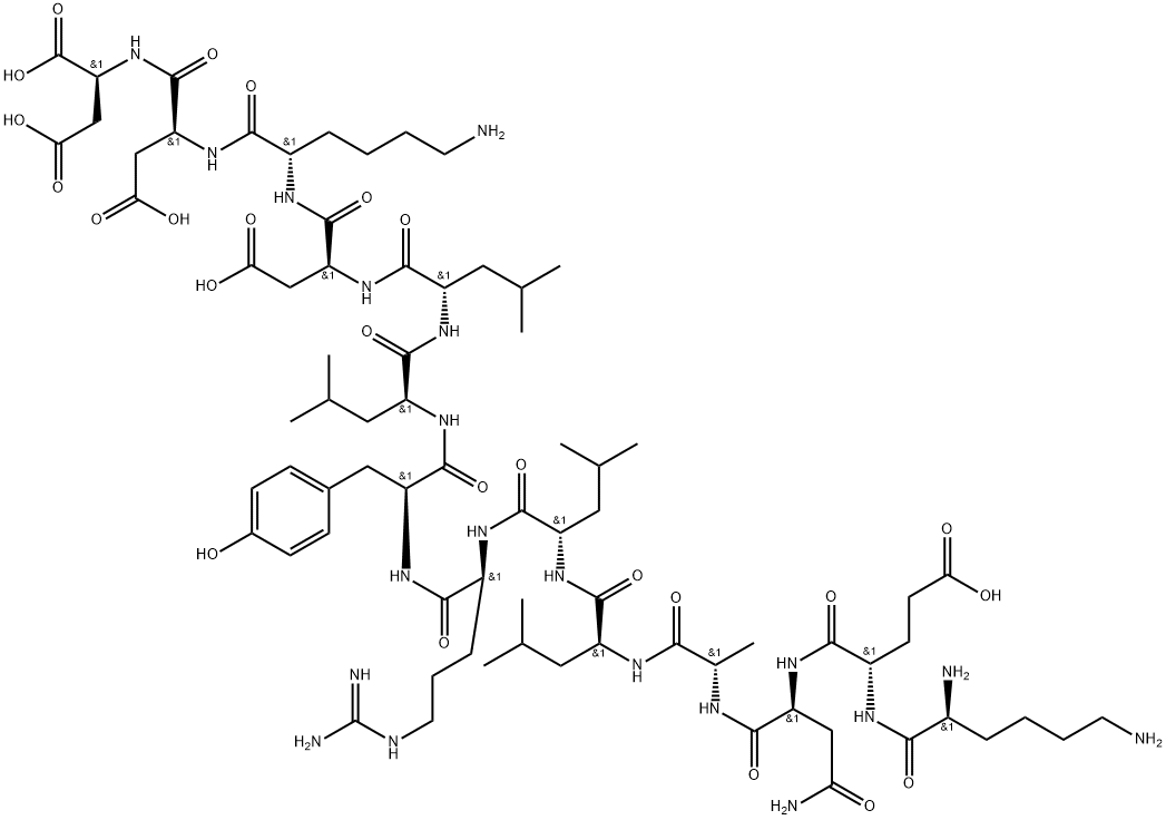 L-Aspartic acid, L-lysyl-L-α-glutamyl-L-asparaginyl-L-alanyl-L-leucyl-L-leucyl-L-arginyl-L-tyrosyl-L-leucyl-L-leucyl-L-α-aspartyl-L-lysyl-L-α-aspartyl- Structure