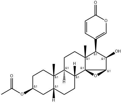 3β-Acetoxy-16β-hydroxy-14,15β-epoxy-5β-bufa-20,22-dienolide Structure