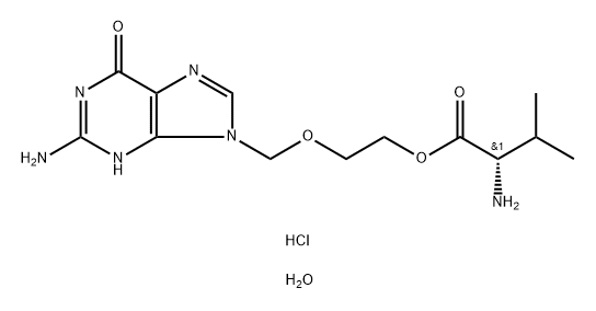 L-Valine, 2-[(2-amino-1,6-dihydro-6-oxo-9H-purin-9-yl)methoxy]ethyl ester, hydrochloride, hydrate (1:1:2) Structure
