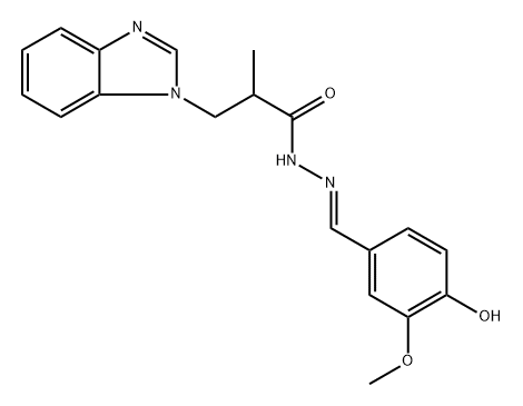 (E)-3-(1H-benzo[d]imidazol-1-yl)-N-(4-hydroxy-3-methoxybenzylidene)-2-methylpropanehydrazide Structure