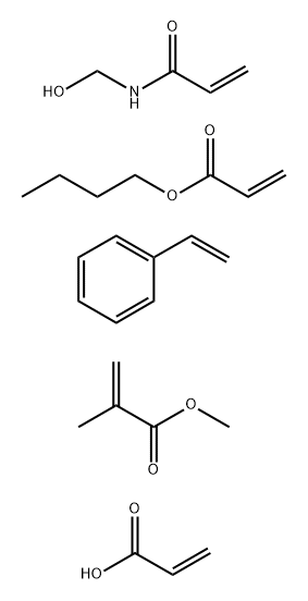 2-Propenoic acid, 2-methyl-, methyl ester,polymer with butyl-2-propenoate, ethenylbezene,N-(hydroxymethyl)-2-propenamide, and 2-propenoic acid 2-Propenoic acid,2-methyl-,methyl ester,polymer with butyl-2-propenoate,ethenylbezene,N-(hydroxymethyl)-2-propenamide,and 2-propenoic acid Structure