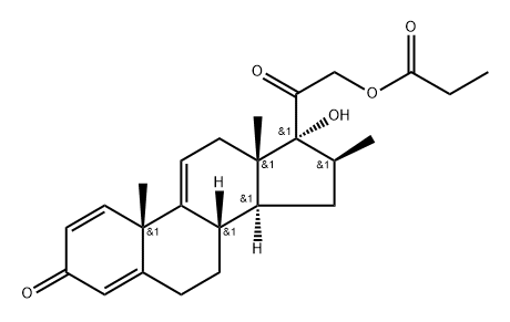 Pregna-1,4,9(11)-triene-3,20-dione, 17-hydroxy-16-methyl-21-(1-oxopropoxy)-, (16β)- (9CI) Structure