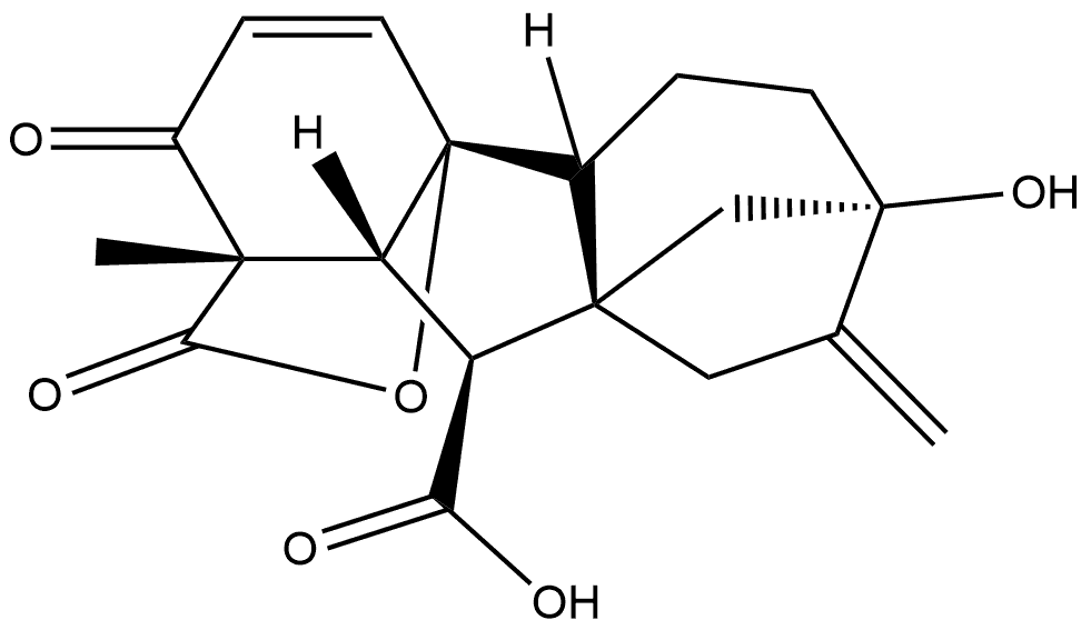 Gibb-3-ene-1,10-dicarboxylic acid, 4a,7-dihydroxy-1-methyl-8-methylene-2-oxo-, 1,4a-lactone, (1α,4aα,10β)- (9CI) Structure
