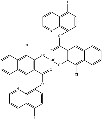 2-Naphthalenecarboxylic acid, 4-chloro-3-hydroxy-, 5-iodo-8-quinolinyl ester, copper complex Structure