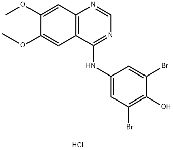 Phenol, 2,6-dibromo-4-[(6,7-dimethoxy-4-quinazolinyl)amino]-, hydrochloride (1:1) Structure