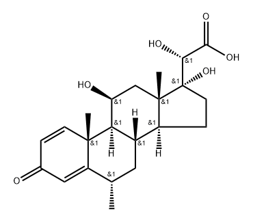 Pregna-1,4-dien-21-oic acid, 11,17,20-trihydroxy-6-methyl-3-oxo-, (6α,11β,20S)- Structure