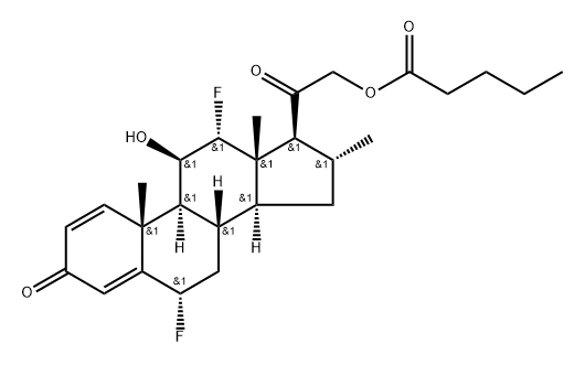 Pregna-1,4-diene-3,20-dione, 6,12-difluoro-11-hydroxy-16-methyl-21-[(1-oxopentyl)oxy]-, (6α,11β,12α,16α)- (9CI) Structure