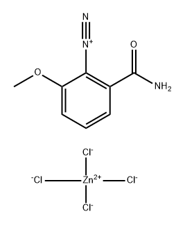 Benzenediazonium,2-(aminocarbonyl)-6-methoxy-,(T-4)-tetrachlorozincate(2-)(2:1) Structure