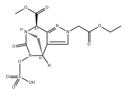 4H-4,7-Methanopyrazolo[3,4-e][1,3]diazepine2(8H)-acetic acid, 5,6-dihydro-8-(methoxyc arbonyl)-6-oxo-5-(sulfooxy)-, α-ethyl ester, (4R,7R,8R)-rel Structure