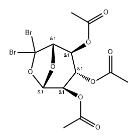 .beta.-D-Glucopyranose, 1,6-anhydro-6,6-di-C-bromo-, triacetate Structure