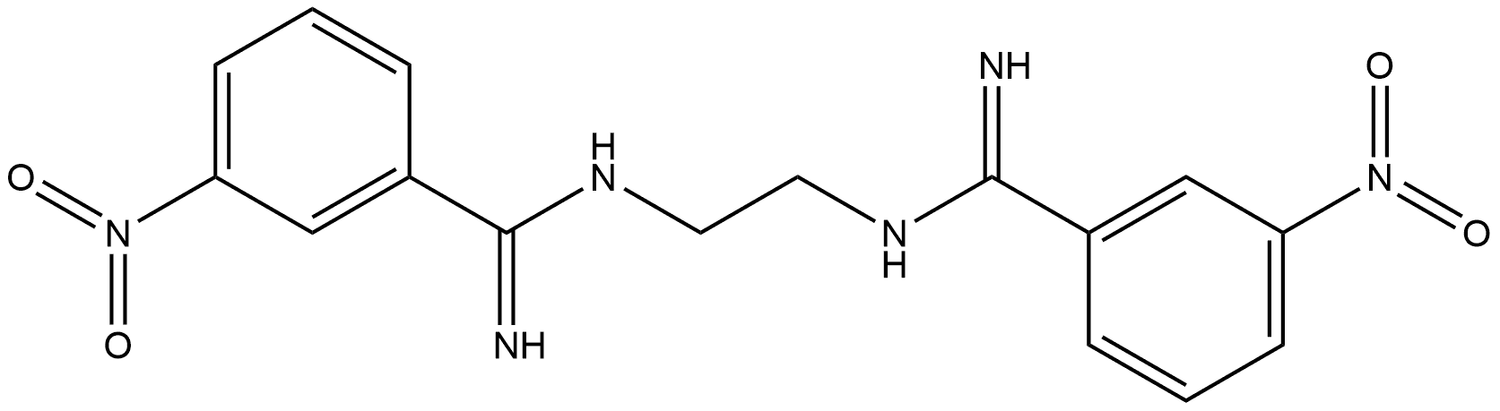 N,N''-ethane-1,2-diylbis(3-nitrobenzenecarboximidamide) Structure