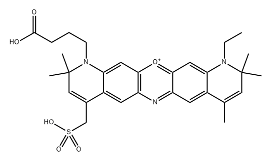 2H-Dipyrido[3,2-b:2',3'-i]phenoxazin-13-ium, 1-(3-carboxypropyl)-11-ethyl-10,11-dihydro-2,2,8,10,10-pentamethyl-4-(sulfomethyl)- Structure