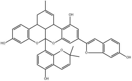 [3aR,(+)]-1,8a,13bβ,13cα-Tetrahydro-6-(6-hydroxybenzofuran-2-yl)-8aα-(5-hydroxy-2,2-dimethyl-2H-1-benzopyran-8-yl)-2-methyl-3aαH-benzo[3,4][2]benzopyrano[1,8-bc][1]benzopyran-4,11-diol Structure
