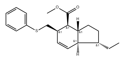 (+/-)-methyl (1S,3aR,4S,5R,7aS)-1-ethyl-3a,4,5,7a-tetrahydro-5-((phenylthio)methyl)-4-indancarboxylate Structure