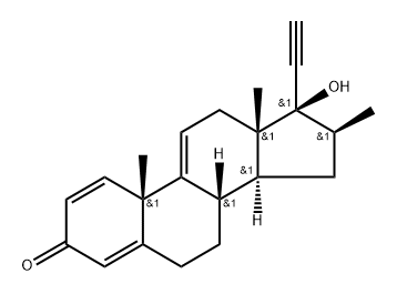 Pregna-1,4,9(11)-trien-20-yn-3-one, 17-hydroxy-16-methyl-, (16β,17α)- (9CI) Structure