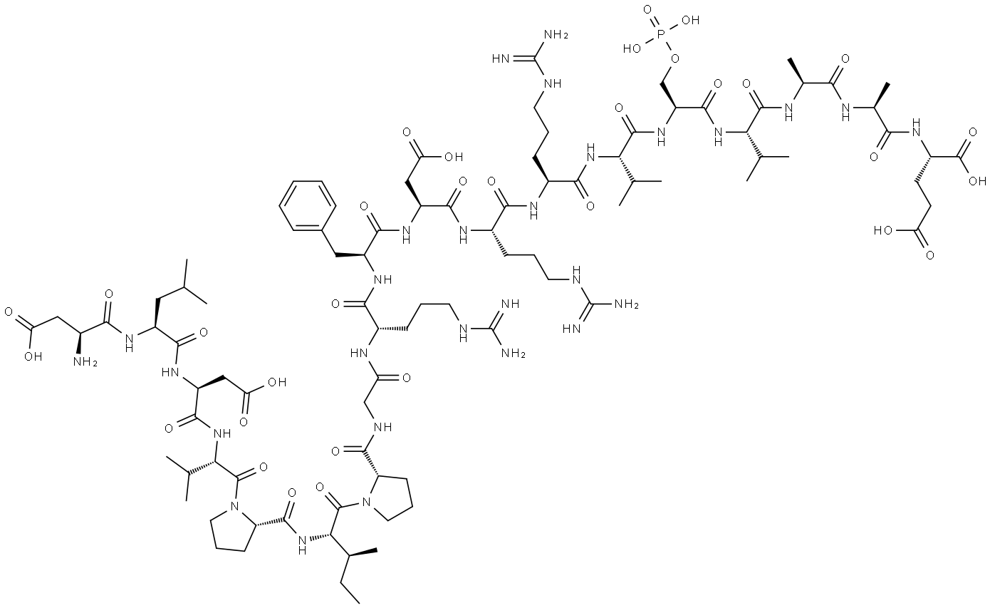 L-Glutamic acid, L-α-aspartyl-L-leucyl-L-α-aspartyl-L-valyl-L-prolyl-L-isoleucyl-L-prolylglycyl-L-arginyl-L-phenylalanyl-L-α-aspartyl-L-arginyl-L-arginyl-L-valyl-O-phosphono-L-seryl-L-valyl-L-alanyl-L-alanyl- Structure