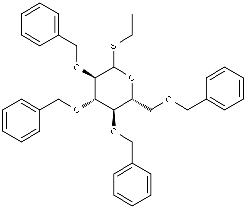 ethyl-2,3,4,6-tetra-O-benzyl-1-thio-D-glucopyranose Structure