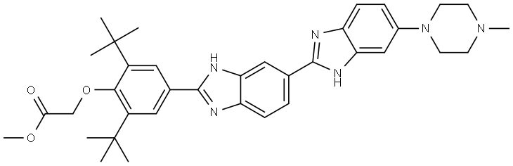 Acetic acid, 2-[2,6-bis(1,1-dimethylethyl)-4-[6-(4-methyl-1-piperazinyl)[2,6′-bi-1H-benzimidazol]-2′-yl]phenoxy]-, methyl ester (ACI) Structure