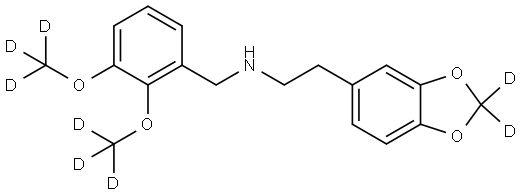 2-(2,2-d2-benzo[d][1,3]dioxol-5-yl)-N-(2,3-(dimethoxy-d6)benzyl)ethanamine Structure