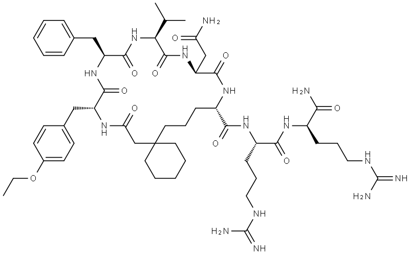D-Argininamide, O-ethyl-D-tyrosyl-L-phenylalanyl-L-valyl-L-asparaginyl-5-[1-(carboxymethyl)cyclohexyl]-L-norvalyl-L-arginyl-, cyclic (5→1)-peptide (9CI) Structure