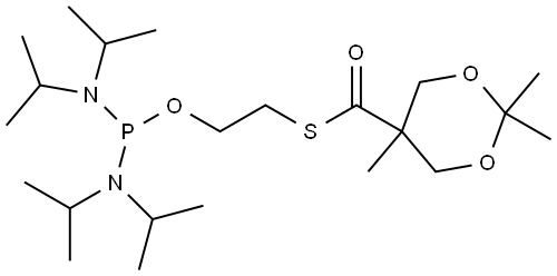 S-(2-((bis(diisopropylamino)phosphino)oxy)ethyl) 2,2,5-trimethyl-1,3-dioxane-5-carbothioate Structure