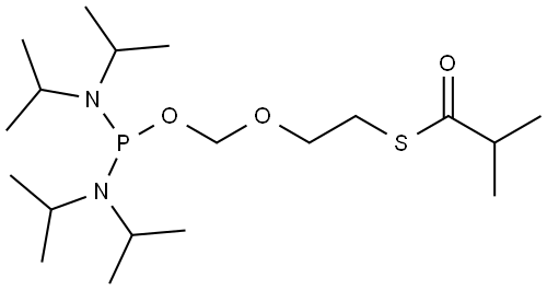 S-(2-(((bis(diisopropylamino)phosphino)oxy)methoxy)ethyl) 2-methylpropanethioate Structure