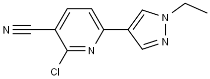 2-Chloro-6-(1-ethyl-1H-pyrazol-4-yl)-3-pyridinecarbonitrile Structure
