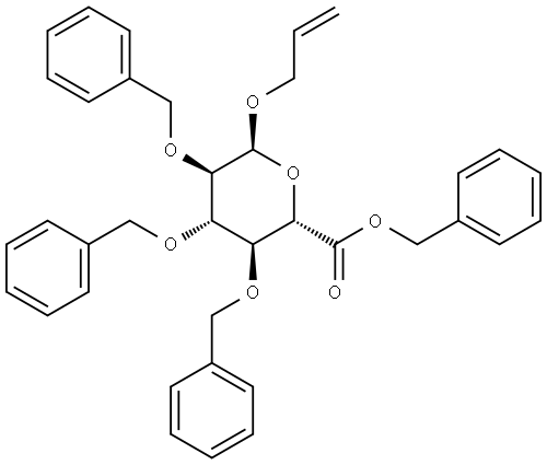 α-D-Glucopyranosiduronic acid, 2-propen-1-yl 2,3,4-tris-O-(phenylmethyl)-, phenylmethyl ester Structure