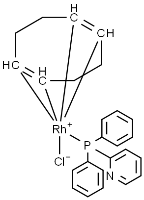 Chloro[(1,2,5,6-phosphino)-1,5-cyclooctadiene][2-(diphenylphosphino-Wei P)pyridine]rhodium Structure